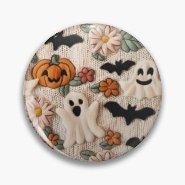 Item preview, Cute Ghost Pumpkin Bats Floral Knit Halloween Pattern designed and sold by GrimNest.