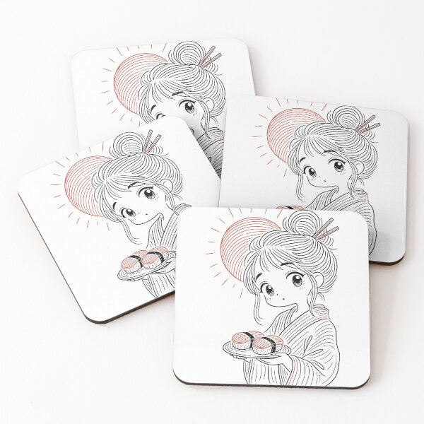 Item preview, Manga Sushi Girl - Line Art designed and sold by zoggat.