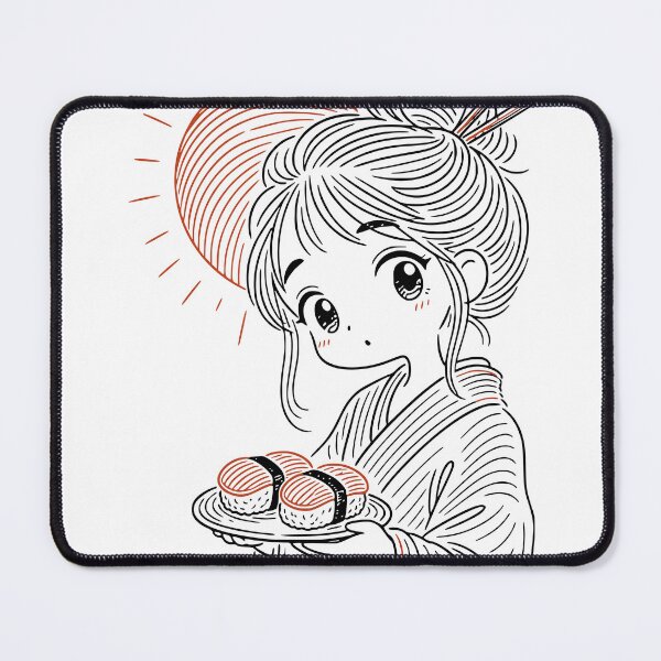 Item preview, Manga Sushi Girl - Line Art designed and sold by rolfzogg.