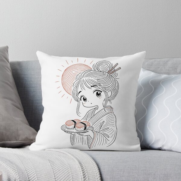 Item preview, Manga Sushi Girl - Line Art designed and sold by rolfzogg.