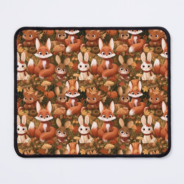 Item preview, Cute Autumn Woodland Animals Fox Rabbit Pattern designed and sold by NicolasGlowArt.