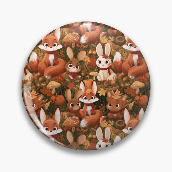 Item preview, Cute Autumn Woodland Animals Fox Rabbit Pattern designed and sold by NicolasGlowArt.