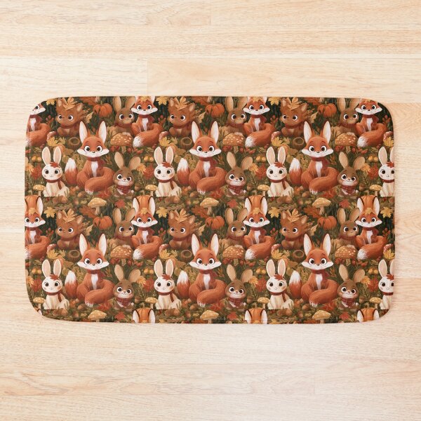Item preview, Cute Autumn Woodland Animals Fox Rabbit Pattern designed and sold by NicolasGlowArt.