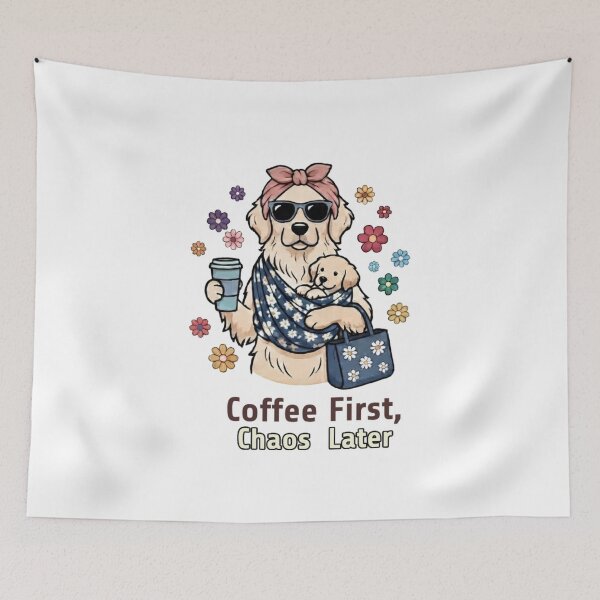 Item preview, Coffee First Chaos Later - Golden Retriever Mom Life designed and sold by Wildlife Wonders.