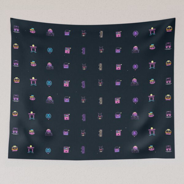 Item preview, Future Funk Tokyo Retro Pixel Icon Seamless Pattern designed and sold by KungPowUnicorn.