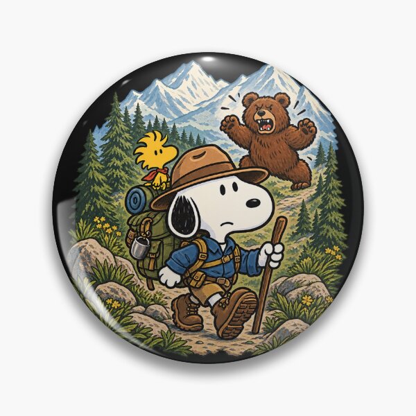 Item preview, Vintage Style Snoopy Hiking and Bear Chase Wilderness Adventure Design designed and sold by sKetch Art.co.