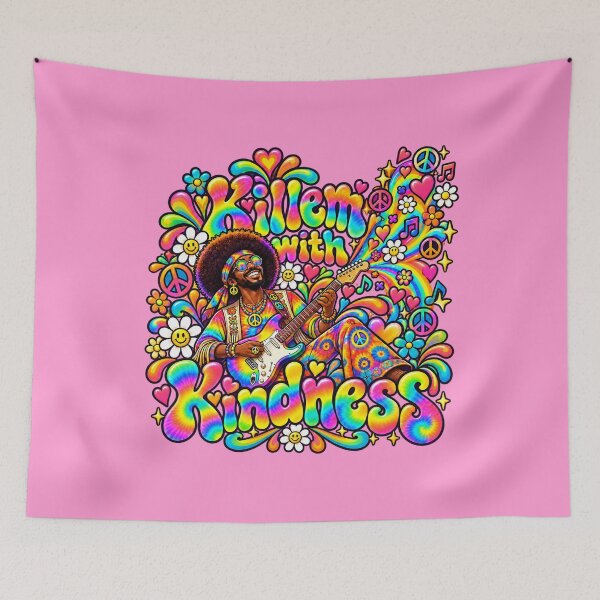 Item preview, Killem with Kindness – Psychedelic Hippie Guitarist designed and sold by RockyWords.