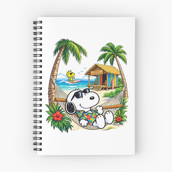 Item preview, Snoopy Relaxing in Hawaiian Beach Hammock Summer Vacation Artwork designed and sold by sKetch Art.co.