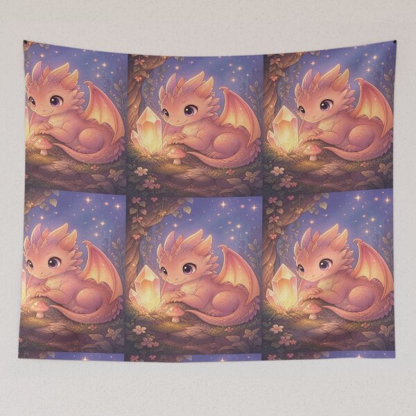 Item preview, Cute Baby Crystal Dragon in a Magical Forest designed and sold by creativerooney.