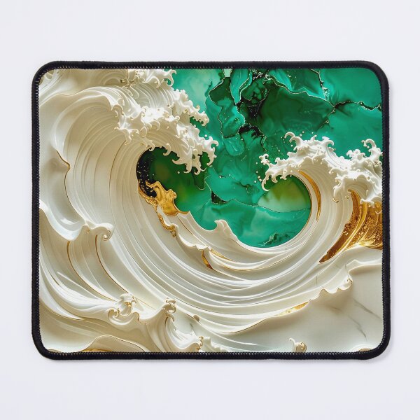 Item preview, Sculptural Emerald Wave with Gold Seafoam designed and sold by Vicky Brago-Mitchell®.