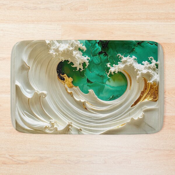 Item preview, Sculptural Emerald Wave with Gold Seafoam designed and sold by Vicky Brago-Mitchell®.