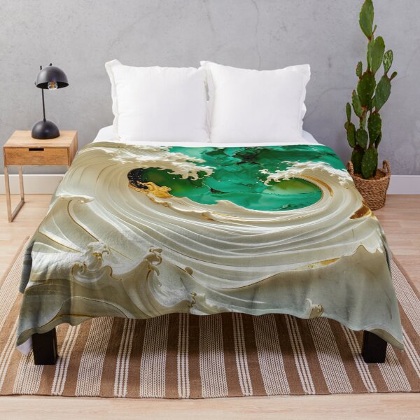 Item preview, Sculptural Emerald Wave with Gold Seafoam designed and sold by Vicky Brago-Mitchell®.