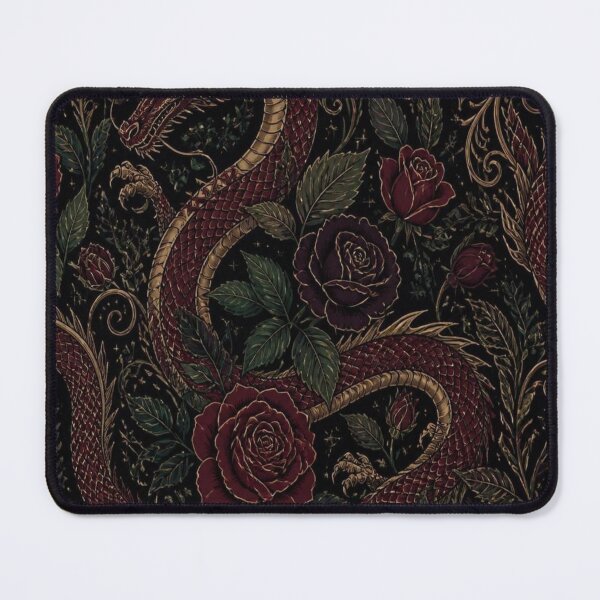 Item preview, Gothic Red Dragon and Dark Roses Pattern designed and sold by creativerooney.