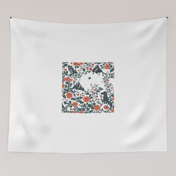 Item preview, Mystical Wolf and Mountain Floral Wilderness designed and sold by Shivamartwark.