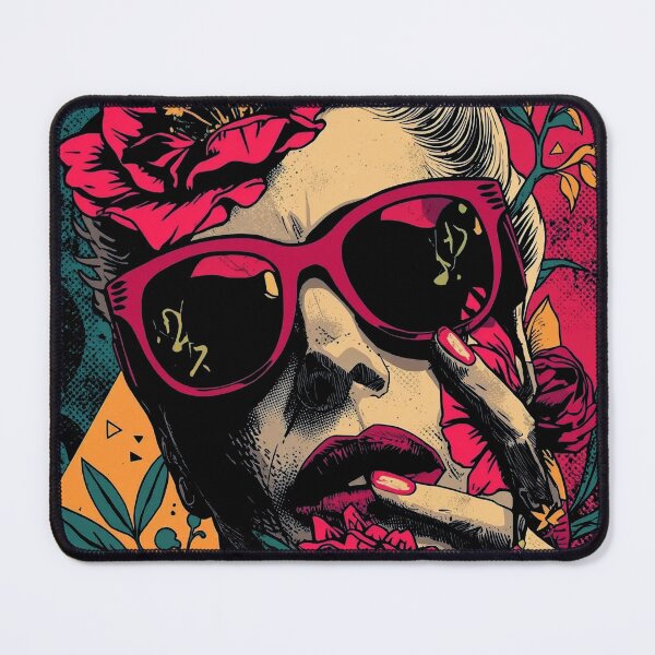 Item preview, Retro Cat-Eye Blossom: Vintage Pop Art Portrait designed and sold by Mythical Entanglement.