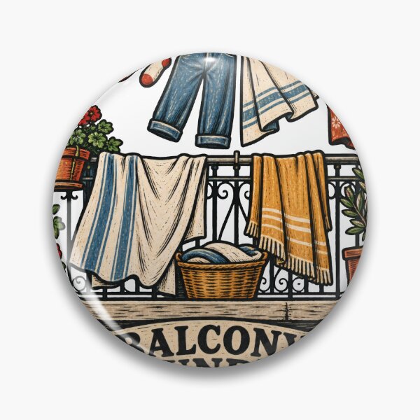 Item preview, Balcony Laundry Woodcut Balkan Household Humor designed and sold by OfficialBalkan.
