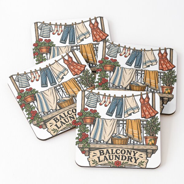 Item preview, Balcony Laundry Woodcut Balkan Household Humor designed and sold by OfficialBalkan.