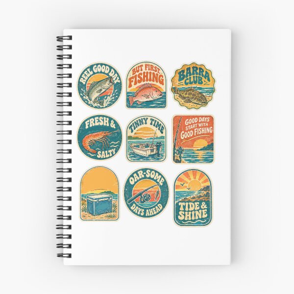 Item preview, Vintage Fishing Badge Collection Retro Angler Coastal Aesthetic designed and sold by Yellowriversss.