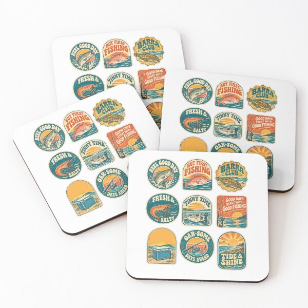 Item preview, Vintage Fishing Badge Collection Retro Angler Coastal Aesthetic designed and sold by Yellowriversss.