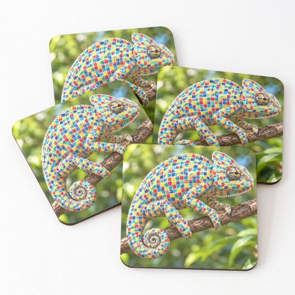 Item preview, Vibrant Pixelated Mosaic Pattern & Camouflaged Chameleon designed and sold by zenjiinspired.