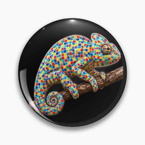 Item preview, Vibrant Pixelated Mosaic Pattern & Camouflaged Chameleon designed and sold by zenjiinspired.
