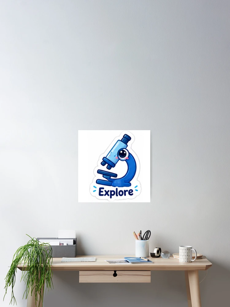 Thumbnail 2 of 3, Poster, Cute Microscope Explore Science Sticker designed and sold by LearnFunStore.