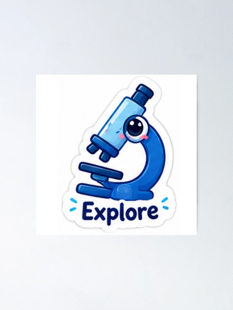 Thumbnail 1 of 3, Poster, Cute Microscope Explore Science Sticker designed and sold by LearnFunStore.