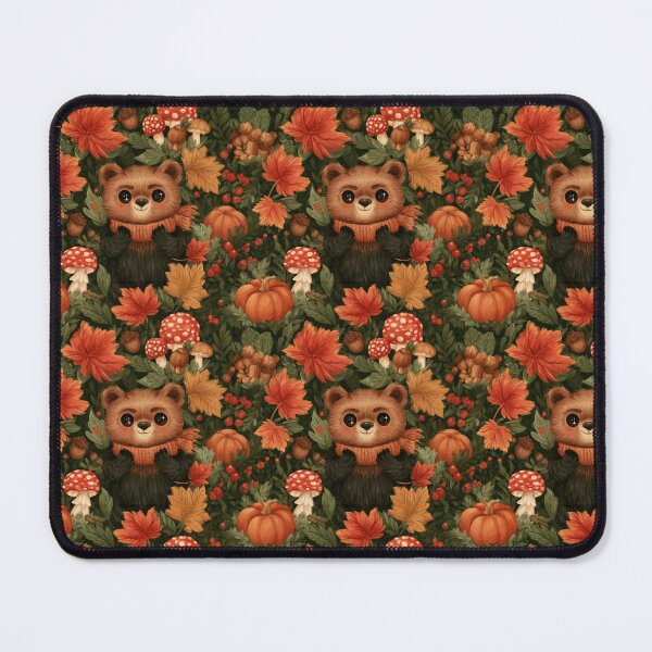 Item preview, Cute Autumn Bear Woodland Forest Fall Leaves designed and sold by NicolasGlowArt.