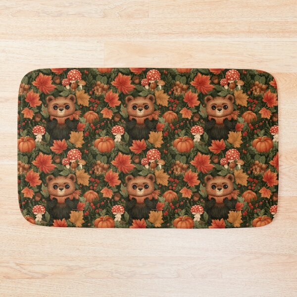 Item preview, Cute Autumn Bear Woodland Forest Fall Leaves designed and sold by NicolasGlowArt.