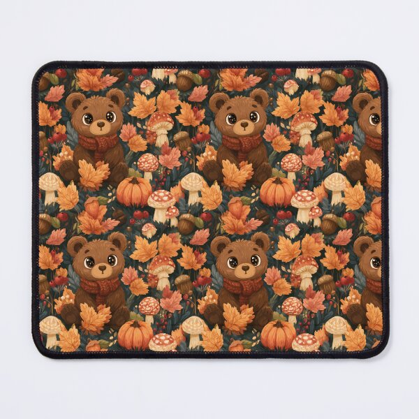 Item preview, Cozy Teddy Bear Autumn Forest Mushroom Pumpkin designed and sold by NicolasGlowArt.