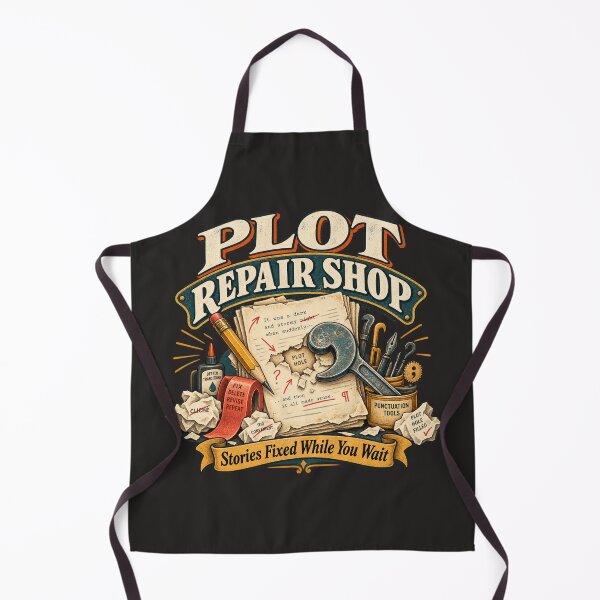 Item preview, Plot Repair Shop – Funny Retro Writer & Author Design designed and sold by Golden Era Studio.