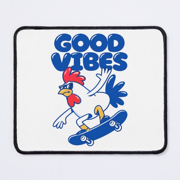 Item preview, Good Vibes Chicken Skateboard – Funny Retro Cartoon Design designed and sold by CreativeNest Prints.