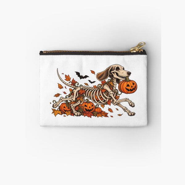 Item preview, Spooky Skeleton Dachshund Running With Halloween Pumpkin designed and sold by DogsHearted.