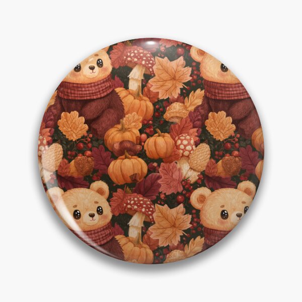 Item preview, Cute Autumn Bear Scarf Pumpkin Fall Leaves designed and sold by NicolasGlowArt.