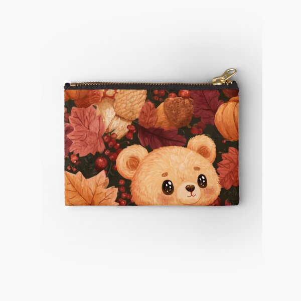 Item preview, Cute Autumn Bear Scarf Pumpkin Fall Leaves designed and sold by NicolasGlowArt.