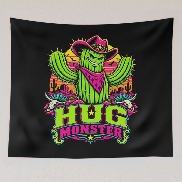 Item preview, Hug Monster Cactus Cowboy – Neon Western Halloween designed and sold by JonelCrafts.