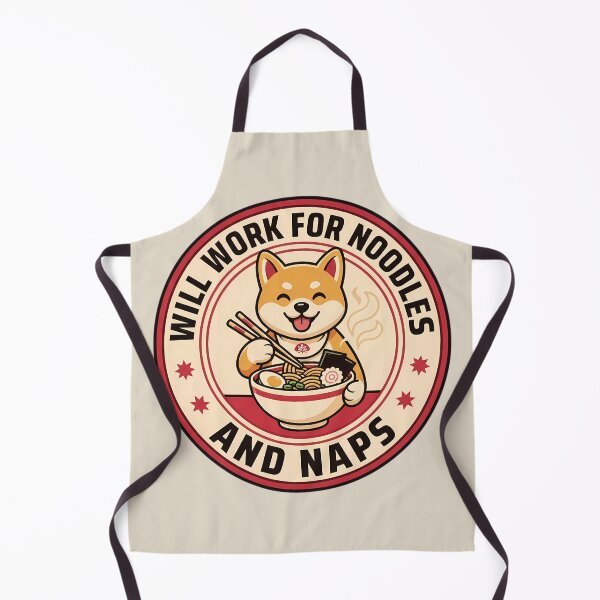 Item preview, Will Work For Noodles Shiba Ramen Retro Badge designed and sold by DripCultureLab.