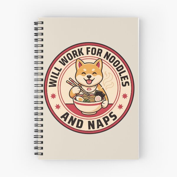 Item preview, Will Work For Noodles Shiba Ramen Retro Badge designed and sold by DripCultureLab.