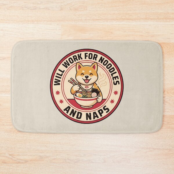 Item preview, Will Work For Noodles Shiba Ramen Retro Badge designed and sold by DripCultureLab.