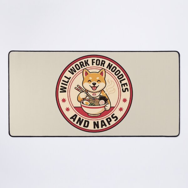 Item preview, Will Work For Noodles Shiba Ramen Retro Badge designed and sold by DripCultureLab.