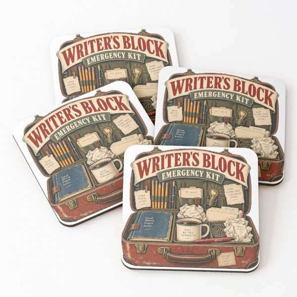 Item preview, Writer’s Block Emergency Kit – Funny Creative Writing Design designed and sold by Golden Era Studio.