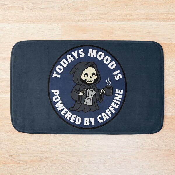 Item preview, Powered By Caffeine Grim Reaper Coffee Retro Badge designed and sold by DripCultureLab.