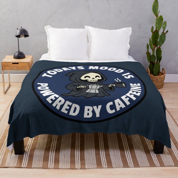 Item preview, Powered By Caffeine Grim Reaper Coffee Retro Badge designed and sold by DripCultureLab.
