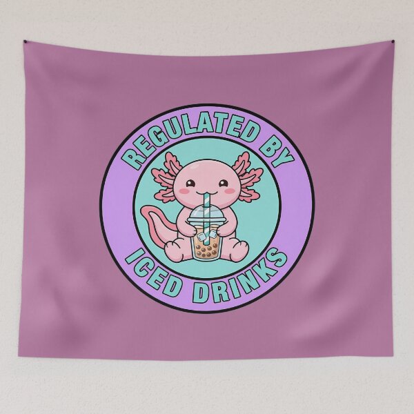 Item preview, Regulated By Iced Drinks Cute Pink Axolotl Badge designed and sold by DripCultureLab.