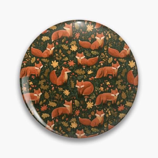 Item preview, Autumn Woodland Fox Forest Leaves Mushroom Pattern designed and sold by NicolasGlowArt.