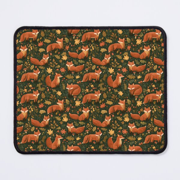 Item preview, Autumn Woodland Fox Forest Leaves Mushroom Pattern designed and sold by NicolasGlowArt.