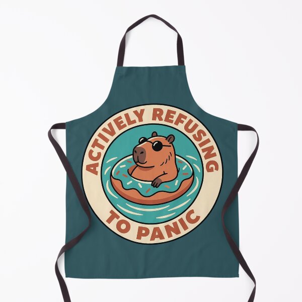 Item preview, Actively Refusing To Panic Capybara Retro Badge designed and sold by DripCultureLab.