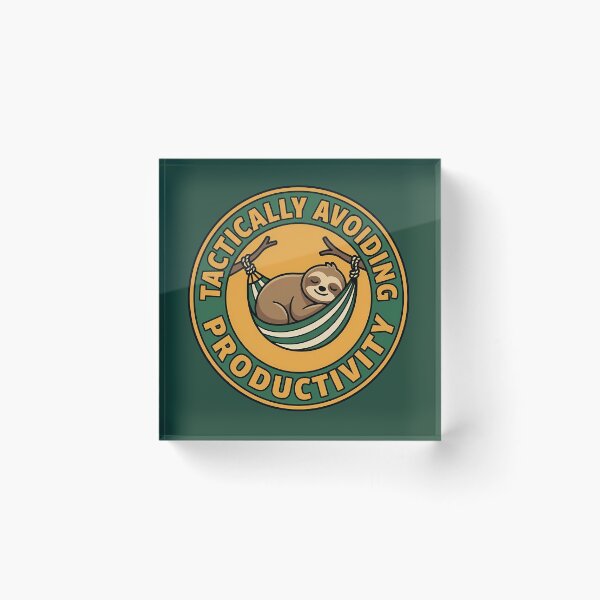Item preview, Tactically Avoiding Productivity Sloth Retro Varsity Badge designed and sold by DripCultureLab.