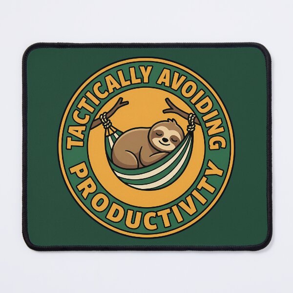 Item preview, Tactically Avoiding Productivity Sloth Retro Varsity Badge designed and sold by DripCultureLab.