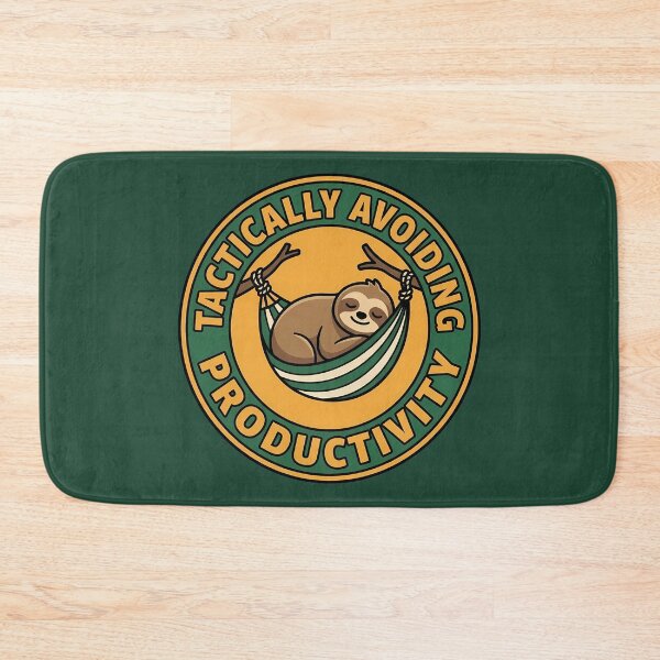Item preview, Tactically Avoiding Productivity Sloth Retro Varsity Badge designed and sold by DripCultureLab.